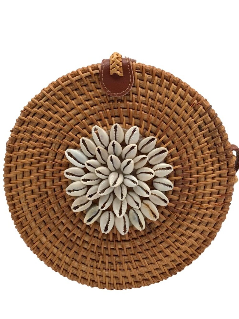 Romeo Roma Brown Rattan Woven Seashell Shoulder Bag